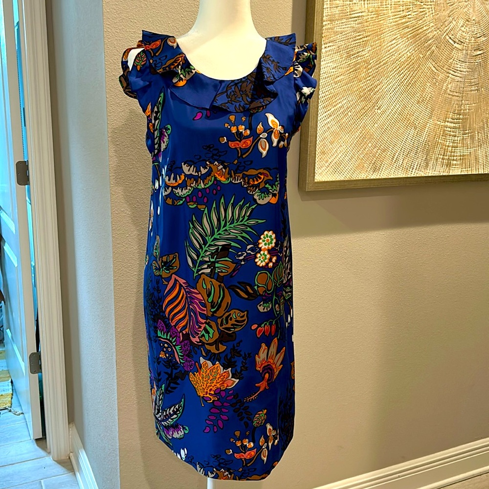 Floral silk J. Crew dress, perfect condition, sz 6